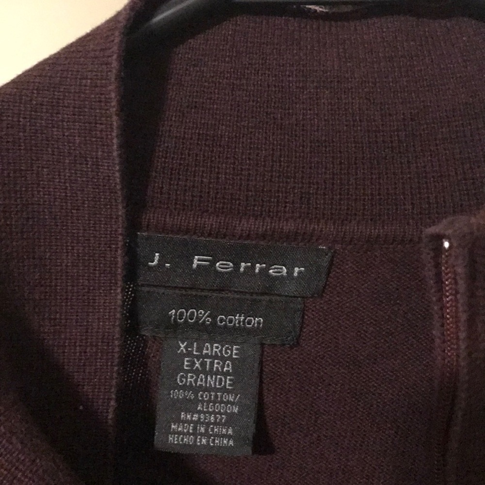 J Ferrar Burgundy long sleeve zip collar